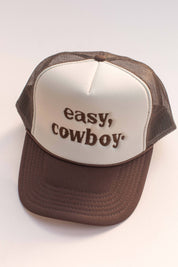 Embroidery Easy Cowboy Western Trucker Hat Cap: Brown/Tan