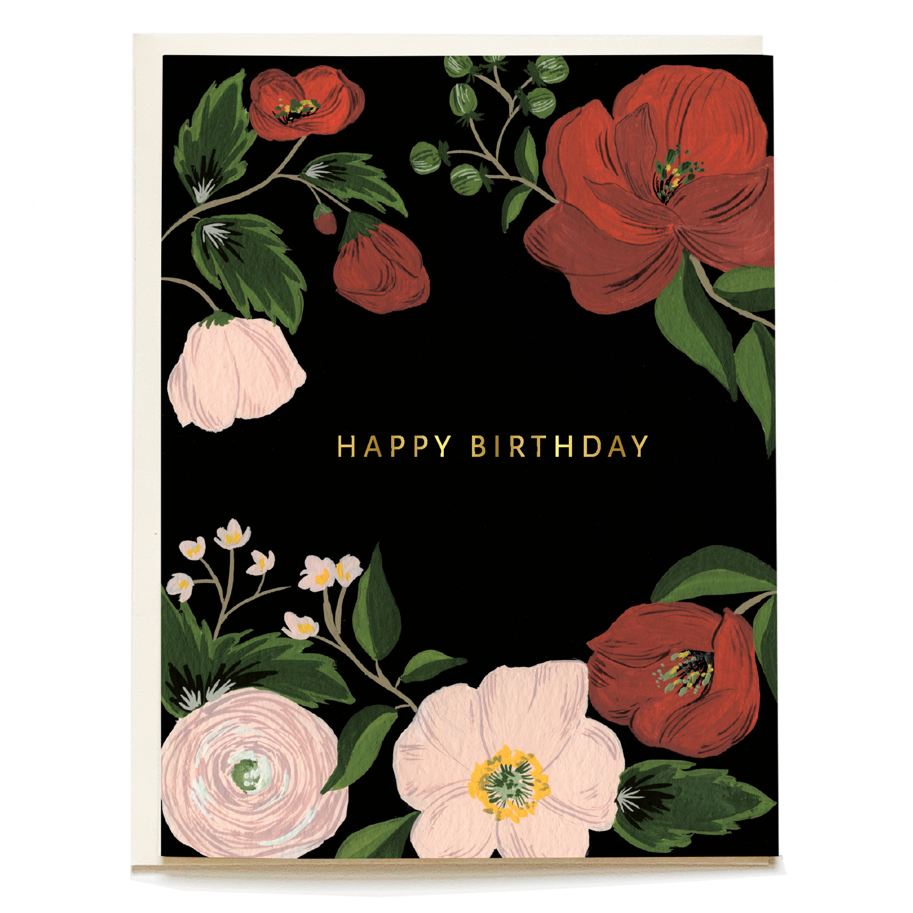 Dark Botanical Birthday Card | Midnight Floral