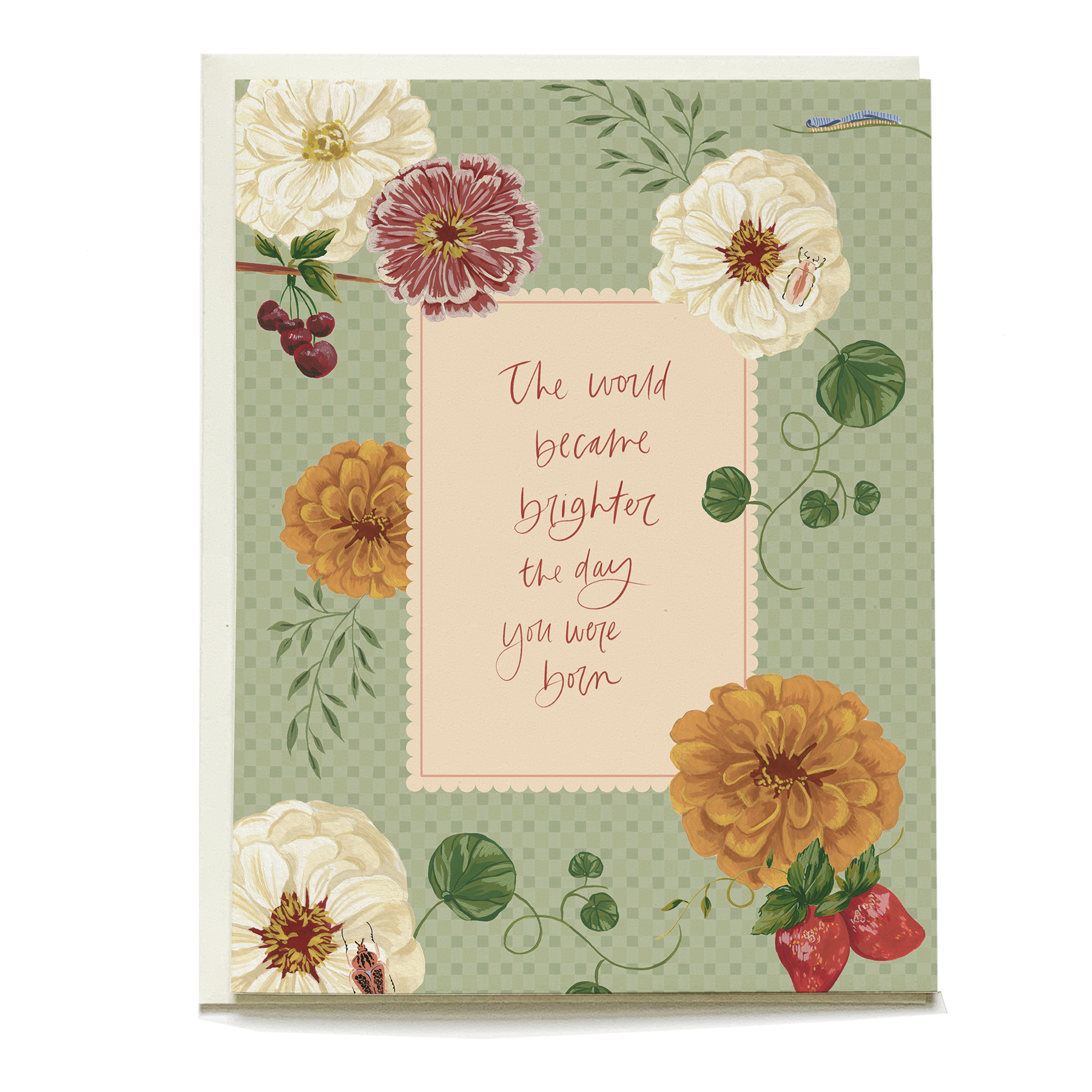 Marigold and Sage Birthday Card | Zinnias