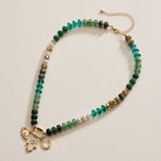 Layered Glass Bead Necklace | Trio of Charms: NT / ONE