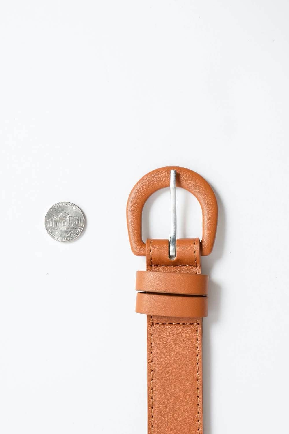Classic Vegan Leather Belt: Cognac