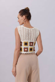 Boho Granny Square Crochet Vest – Retro Knit