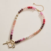 Layered Glass Bead Necklace | Trio of Charms: OL / ONE