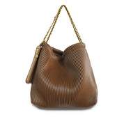 Isabella Pleated Shoulder Bag - Espresso