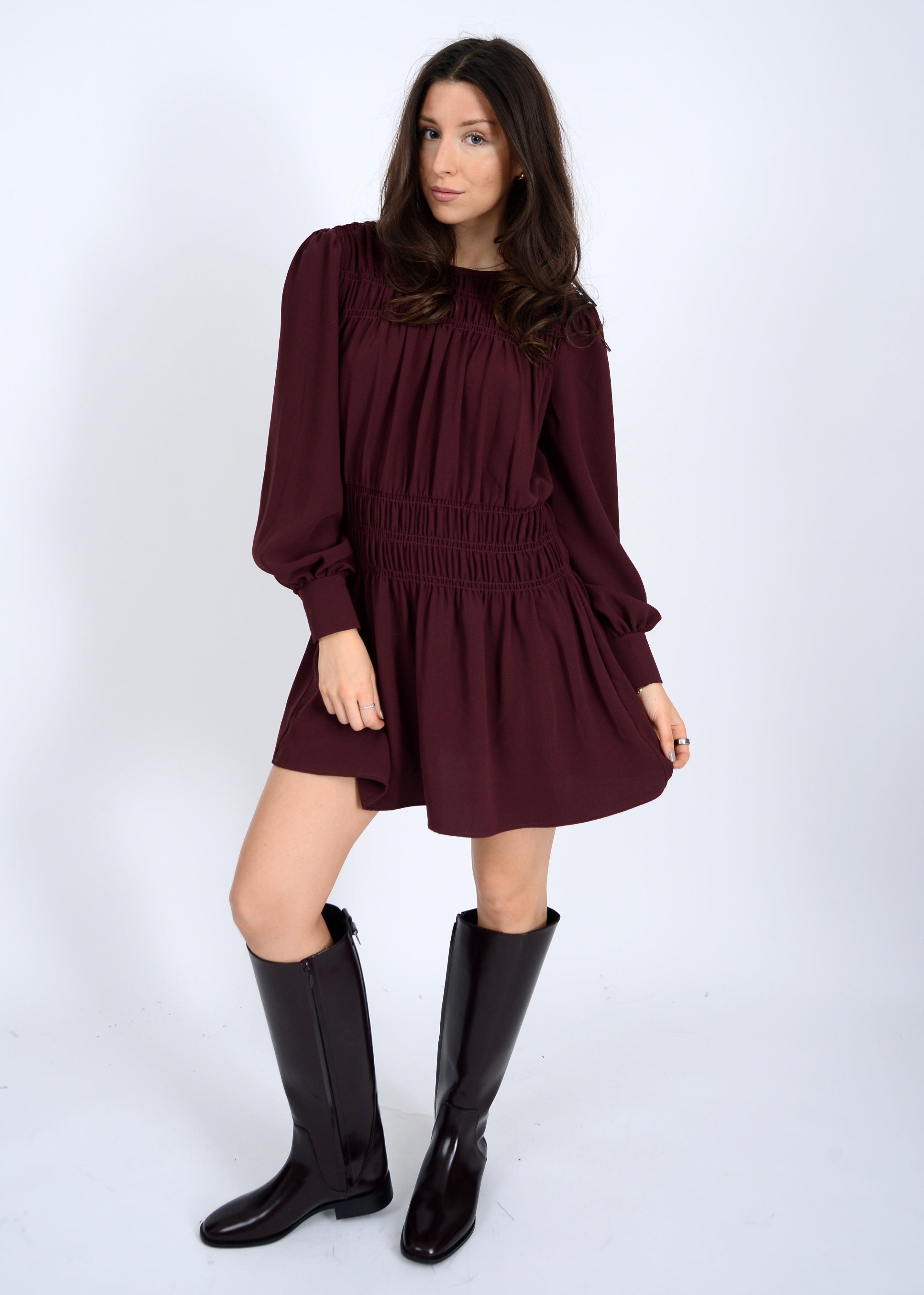 トップス MILITARY WORK I LINE DRESS Military-inspired Dress, Spring Long Sleeve Shirt Midi Dress
