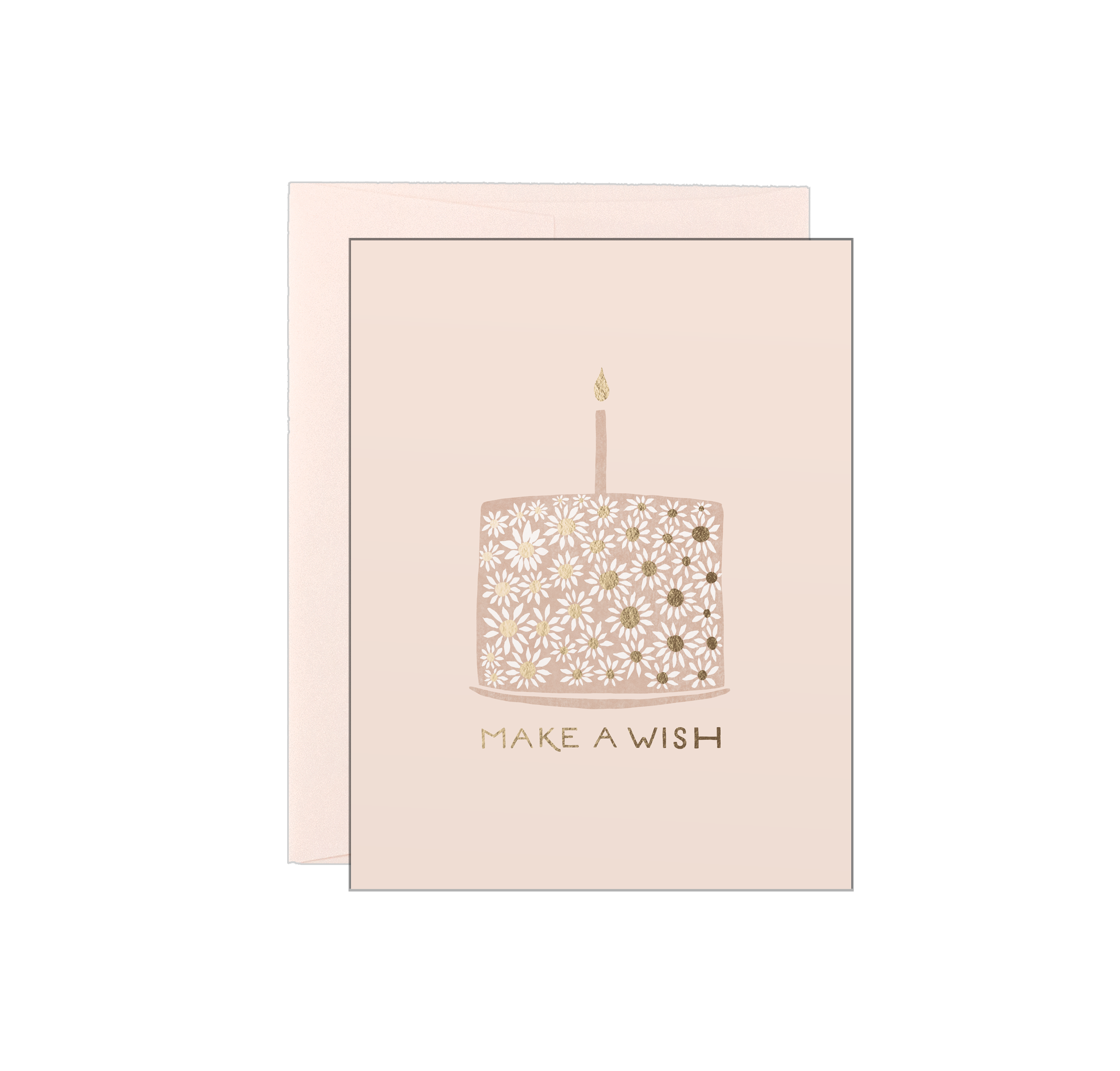 Make A Wish - Flower Cake - Letterpress Card