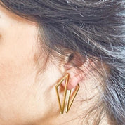 Double Sided Gold Geometric Triangle Earrings