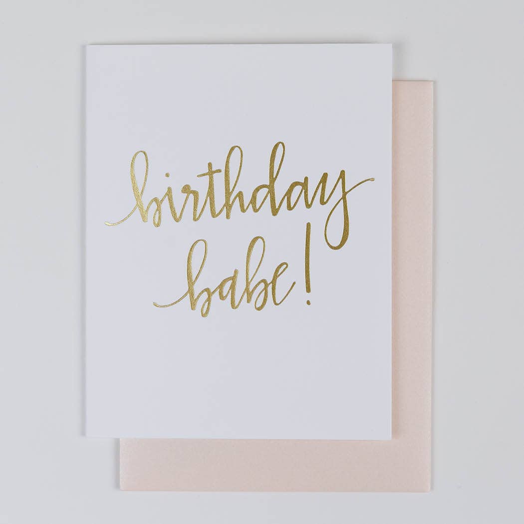 Birthday Babe Script Letterpress Card