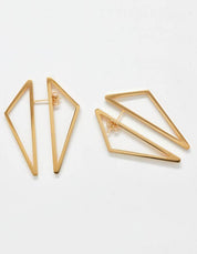 Double Sided Gold Geometric Triangle Earrings